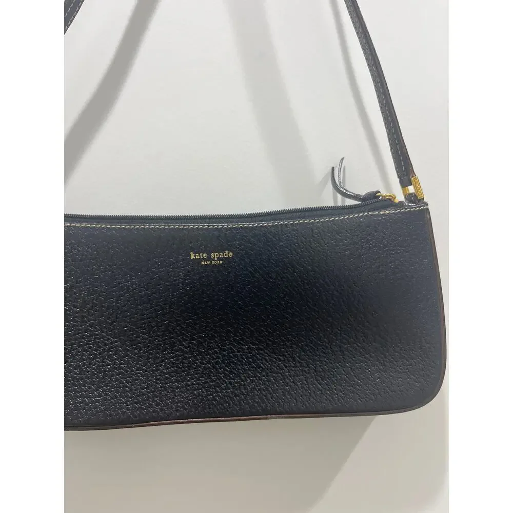 Kate Spade Vintage Black Leather Minimal Shoulder Bag